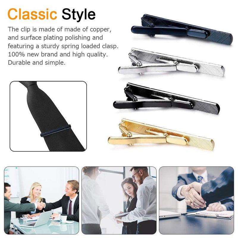 Roctee 7 Pack Tie Clip Set Mens Tie Bar | Formal Business Necktie Bar Pinch Tie Clip in Gold/Silvery/Black/Navy | Best Chioce for Father, Lover, Friends and Husband - Image 3